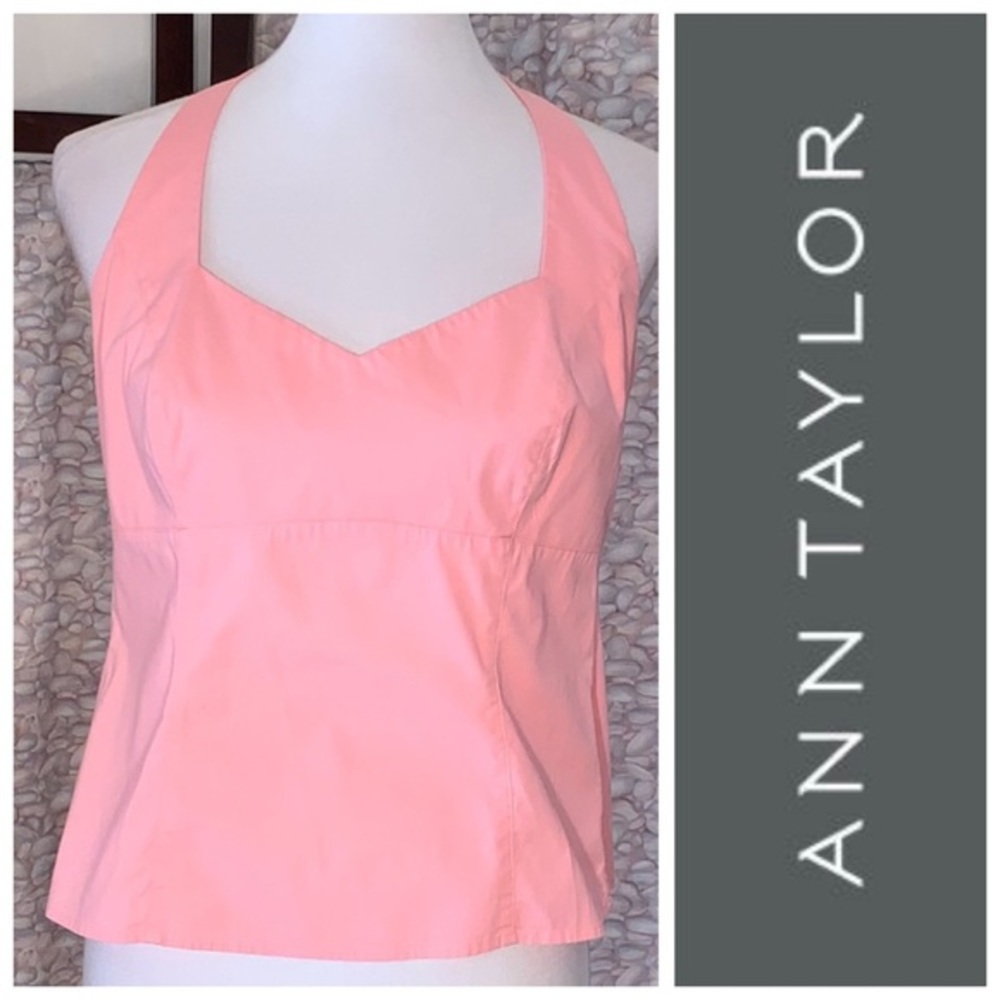 Ann Taylor Loft solid Pink Halter Top.